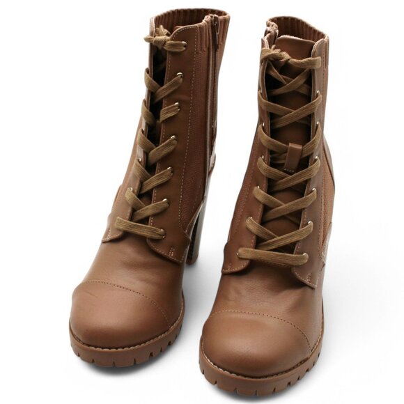 Bcbgeneration Womens Beige 1-1/2 Platform Padded Stretch Pilas Round Toe Stacked - Picture 2 of 7